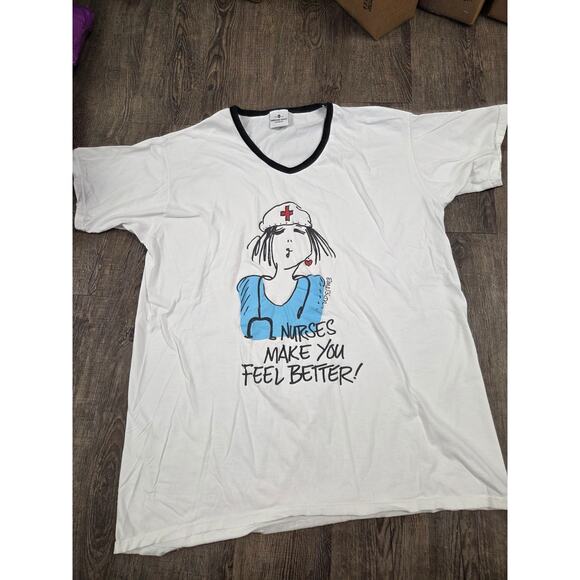 EMERSON STREET Sleep Shirt Cotton SS Pajama One Size OSFA Nurses Nursing - Picture 1 of 4